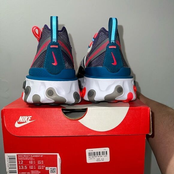 DEADSTOCK Nike React Element 87 Red Orbit Size 12 - Picture 2 of 6